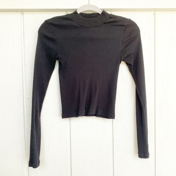 Brandy Melville Sweaters - BRANDY MELVILLE Black Mock Neck Long Sleeve
